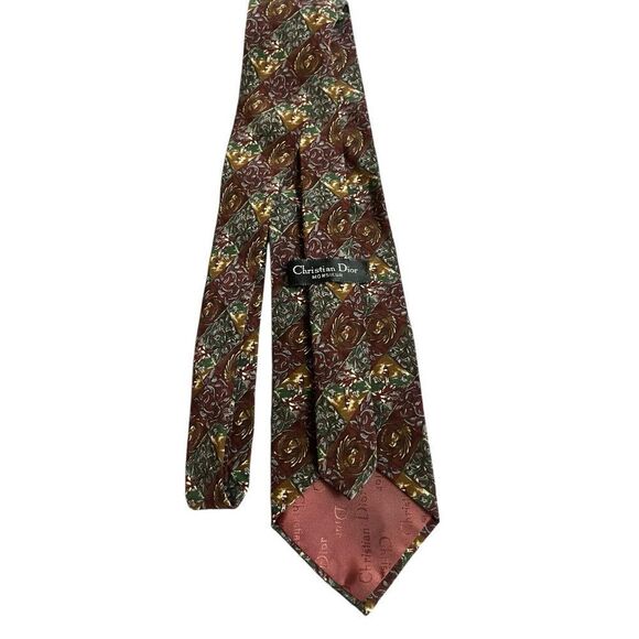 Christian Dior Patterned Silk Tie - Picture 1 of 6